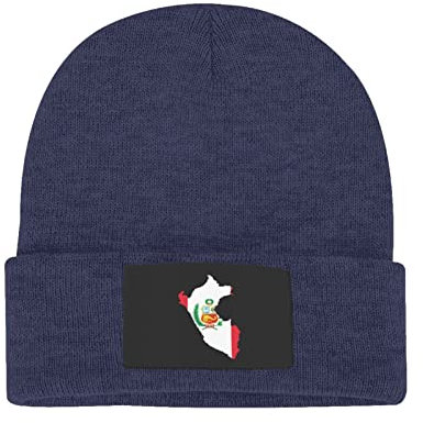 Peru Flag T Herren & Damen Mütze Bequem Flexibel Erwachsene Strickmütze, navy, 6 7/8/7 3/8