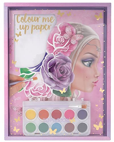 Depesche 11487 TOPModel - Colour me up Paper, Aquarellpapier mit 10 Motiven zum Ausmalen, inkl. Pinsel und Wasserfarben