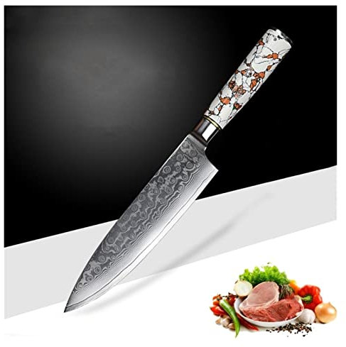 Damascus Kitchen Chef's Knife da 8 pollici Tavolo da 8 pollici Giapponese Coltello in ceramica Impugnatura in ceramica Impugnatura Affettatura Coltello Unico Regalo coltelli