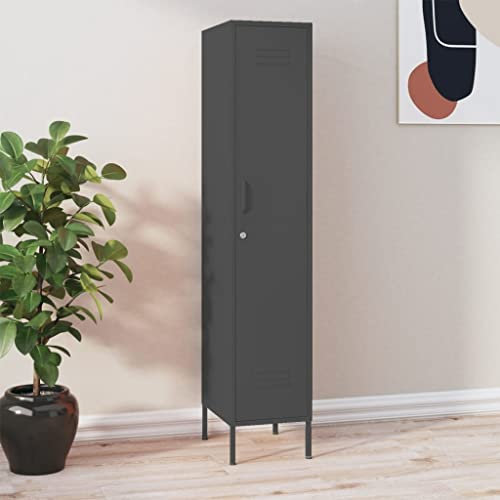 Schließfachschrank Spind Metallschrank mit 4 Innenfächer & Stellfüße & Schloss, Metall Aktenschrank Aufbewahrungsschrank Bodenschrank Metallaufbewahrung Organizer, 35x46x180 cm