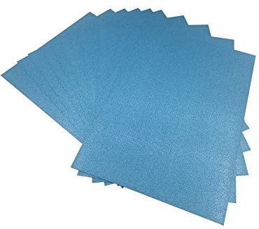 10 Blatt Glitzer-Karton, A4, 250 g/m², seeblau, Karton, hellblau, kein Pulver, Kartonpapier.