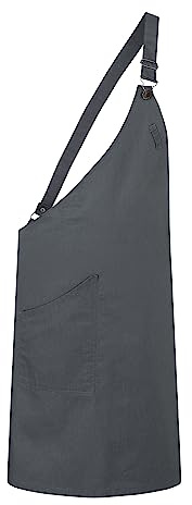 Karlowsky LS 36 PASSION Asymmetrische Latzschürze CLASSIC mit Tasche, 65% Polyester/35% Baumwolle, Einheitsgröße, 90cm Länge, 70cm Breite, Anthrazit