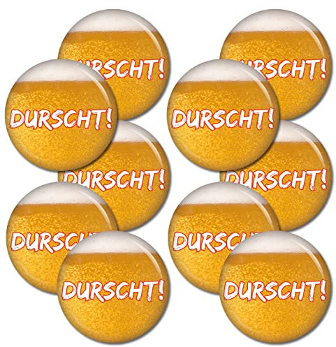 Kiwikatze 3|5|10 SET Button Durscht! 37 mm Button Ansteckbutton Pin Oktoberfest Wiesn Volksfest für Dirndl oder Lederhose (10x Durscht!)