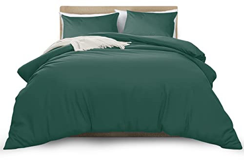 MOONLIGHT20015 King Duvet Cover Emerald Solid Soft King Bedding Duvet Cover Set with 2 Matching Pillowcases