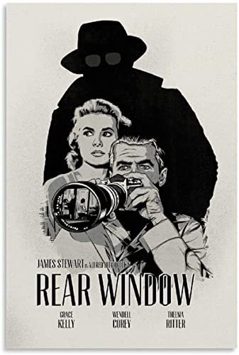 Enartly Bild Auf Leinwand Poster del film Poster del finestrino posteriore di Hitchcock 30x50cm Senza Cornice