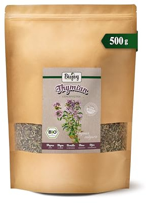 Biojoy BIO Thymian, getrocknet und geschnitten, Thymiantee, 500 g | Kräutertee lose, Thymus vulgaris L.