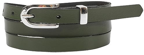 fashionchimp Basic Damengürtel aus 100% echtem Leder, schmaler Gürtel, Breite ca. 1,5cm, Made In Germany (Tannengrün-Mistral, 120/BW105)