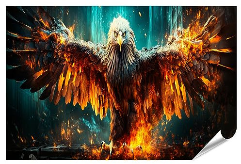 islandburner XXL Bild Poster Adler vor Flammen Premium Bilder Fotodruck JEQL-PKL