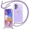 Yichxu Handykette für Samsung Galaxy A23 Hülle mit Band, Glitzer Herz Silikon Handyhülle Kordel zum Umhängen, Schutzhülle mit Kette TPU Stoßfest Handy Necklace Hülle für Samsung A23 4G/5G, Lila