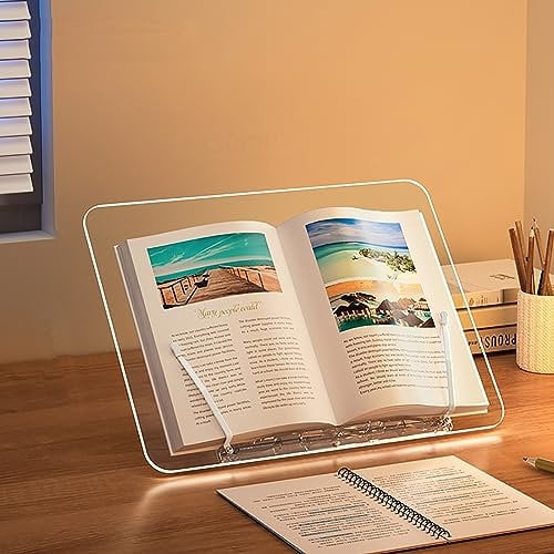 Buchständer Leichter Leseständer for Kinder, faltbarer Schreibtischständer aus Acryl mit elastischen Seitenklammern, for Rezepte, Lehrbücher, Kochbücher, Tablets, Musikbücher, dicke Bücher ( Size : S