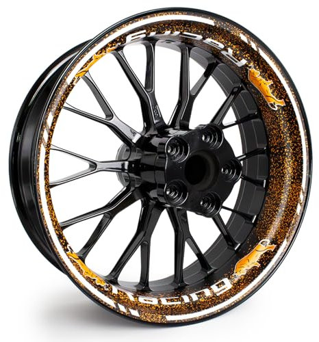 4-teiliges Felgenbettaufkleber Set für 17 Zoll Felgen Komplett Dekor Folie für Motorrad Felgenrandaufkleber selbstklebend wasserfest uv-beständig MR021 (08 Bull)