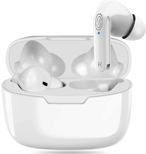 Kurt Bluetooth Kopfhörer Kopfhörer Kabellos Bluetooth in Ear mit Microfon Hi-Fi Stereo Bass IPX5 Wasserdicht Ohrhörer Sport für iOS Android Weiß