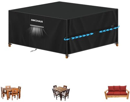 SIMPHAUS Housse Salon de Jardin Exterieur 130x120x80cm Bache de Protection Exterieur pour Table de Jardin Imperméable Anti-UV 420D Tissu Oxford Housse Protection Table et Chaise de Jardin Exterieur