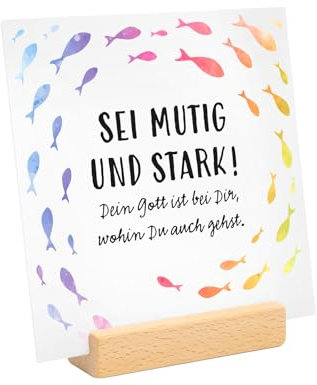 Geschenk Kommunion Konfirmation Taufe I Schild Segensspruch I Junge Mädchen Neutral - Motiv Mutig I dv1371