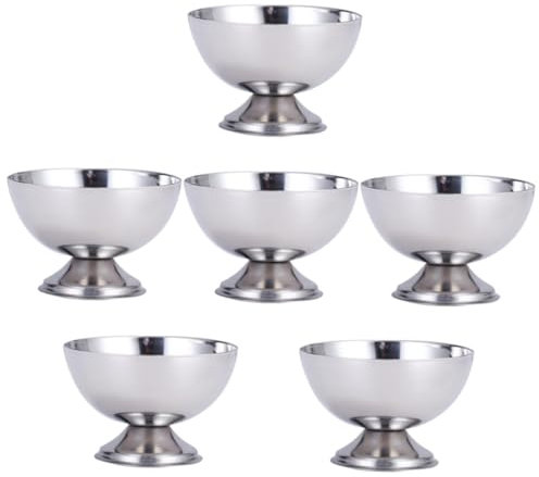 Garneck 6 Pièces saladier en INOX Verre du désert Bol de crevettes Coupes à Glace Coupe à Glace contenants de Smoothie Tasse à mesurer Coupe à Salade en Acier Inoxydable Coupe de Fruits