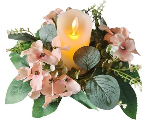 Kerzenringe für Kegel, 25,4 cm, künstlicher Blumen-Kerzenring, Bauernhaus-Kranz, künstliche Küchenschrank-Kränze, Kerzenringe für Frühling, für Tür, Wand, Fenster, Dekoration, Hochzeit