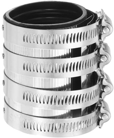 sourcing map Flexible Pipe Coupling, 62.8mm Pipe Connector with Stainless Steel Hose Clamps Stainless Steel Pipe Repair Clamp for Plastic and Metal Pipes