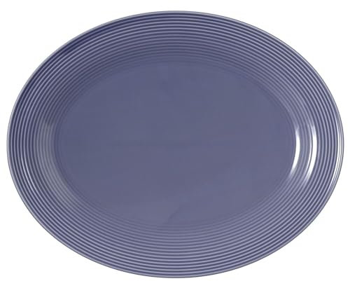 Seltmann Beat Color Glaze Servierplatte oval, 35 x 28 cm, Platte/Servierteller mit Rillenrelief, Fliederblau