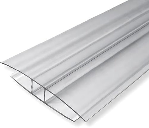 Profilo di Giunzione Policarbonato Trasparente ad H, Spessore 16 mm, Lunghezza 3 metri, per Pannelli Policarbonato, Exolon®, Made in Italy
