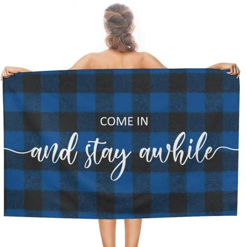 Come in And Stay Awhile - Toalla de playa de 31 x 51 pulgadas, suave, prelavada, a prueba de arena, inspiradora, cita motivacional, toallas de viaje, toalla de piscina para hotel, toallas de baño
