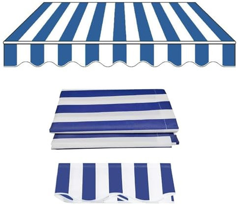 Couverture D'auvent Remplacement Toile parasols et Stores pour Patio Toile Store au Metre Manuel Store Tissu de Remplacement Rétractable Tissu Oxford en PVC Convient aux Cours, porches et fenêtres (S