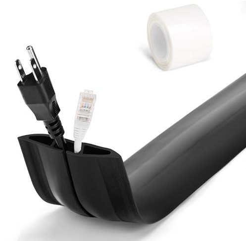 Gaine de protection de cordon noir, 1,8 m – Couvre-câble de sol pour cordons d'alimentation, gestion des câbles au sol, housse de cordon d'extension extérieure, 1,5 cm (l) x 0,8 cm (H)