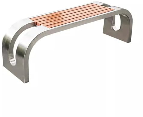 Gartenbank Wetterfest 3 Sitzer Starke Tragfähigkeit, Holzbank Garten Ohne Lehne Rahmen aus Edelstahl, Keine Installation Erforderlich, für Straße, Terrasse, Garten