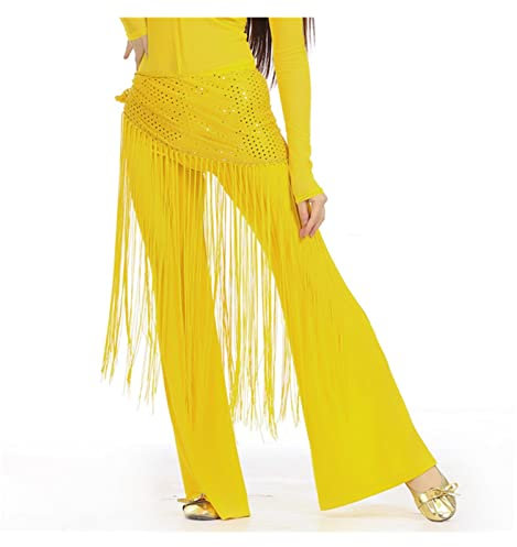 Bauchtanz Hüfttuch,Bauchtanz,Bauchtanz Gürtel 10 Farben Bauchtanz Praxis Kleidung Zubehör Dehnbar Langer Quaste Dreieck Gürtel Pailletten Bauchtanz Hüfte Schal(Gold black)