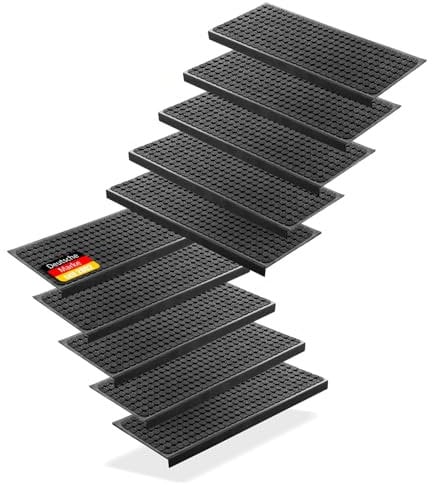 BigDean 10 Stück Stufenmatten aus Gummi – 75 x 25 cm – Outdoor Treppenstufenmatten – Anti Rutsch Gummimatten Wild Design