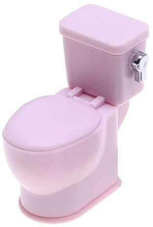Generic Puppenhaus-Toilettenschüssel - Realistisch - Rosa - Miniaturmöbel - Spielzeug für Puppenhaus - Hängend - Polypropylen