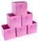 Trintion Set of 6 Cube Storage Boxes Cubes Storage Cubes Fabric Storage Boxes Foldable Storage Baskets for Closet Shelves Bedroom Organizing Clothes and Book (Pink, 33x33x34cm)