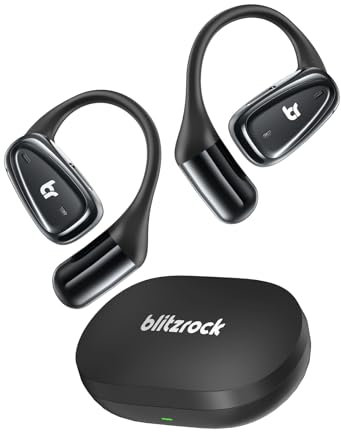BlitzRock Auriculares Oreja Abierta con Ultraligeros Ganchos, Sonido Claro, Llamadas Claras, Impermeabilidad IPX7, 28 Horas de Reproducción, Auriculares Deportivos Bluetooth 5.4 para Correr