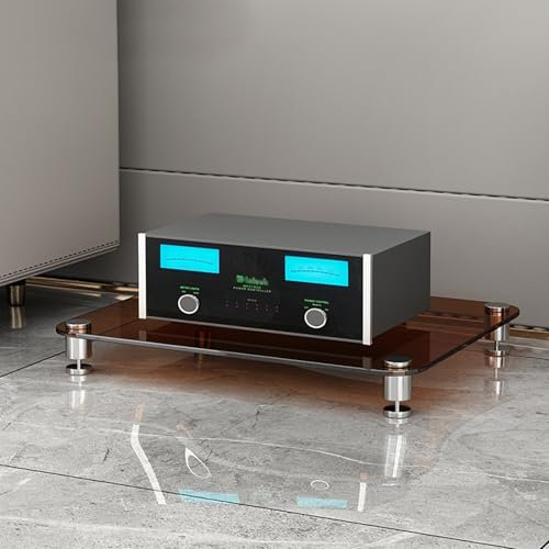 WNYAILLL HiFi Rack, Glas 1/2/3/4 Ebenen HiFi Regal, Plattenspieler-Schrank-Display-Regal für Wohnzimmer, Schallplattenständer, für Wohnzimmer, Spielzimmer, Entertainment-Center(Brown,8cm/3.1in)