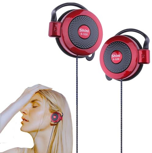 Wired Open-Ear Earbuds,Corded Headphones W/Ear Hook,Microphone Volume Control Ear Hook And Case,Sweatproof Sport Earphones,Wrap Around Headphones,Clip Type Earphones Wired,Stereo Earphones Over Ear