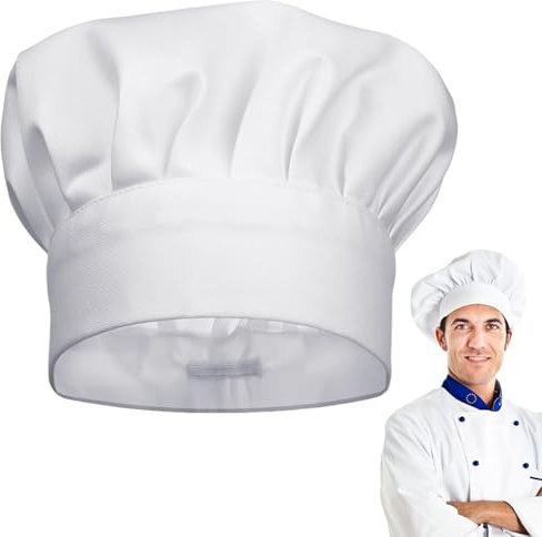 BinXiaoQin Kochmütze Herren,Unisex Kochmütze Kostüm Kochhaube,Verstellbar Kochhut Baumwolle Kochmütze Damen Chef Hat,Professionel Kochmütze Kinder Kochhut,Kochhut Kochmützen Weiß