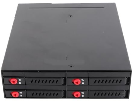4 Bay SSD Cage, HDD Mobile Rack Tably 2,5-Zoll-Fahrtablett 15 Mm Dicke HDD- und SSD-kompatible, Lang Anhaltende Stille Lüfter, LED-Leistungsanzeigen, Circuit Security Tech,