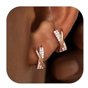 YADOCA Orecchini Argento 925 Donna, Orecchini Cerchio Argento 925 con Zirconi Anallergici Oro Rosa Orecchini Piccoli Regali per Donne Ragazze