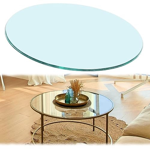 Mesa redonda de cristal templado transparente de 500 mm, para cocina, comedor, mesa de centro, mesa de madera, 350 mm, 400 mm, tapas de cristal incluidas