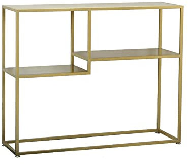 Table console moderne noir/doré – Table de canapé de 60 cm avec étagères de rangement, design compact pour salon, bureau, entrée, cadre en métal robuste – Meuble élégant et fonctionnel