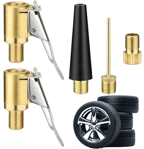 AONAYO Multifunktionales Valve Adapter Set,Luftpumpe Adapter,Adapter Für Fahrradventile,Messing Reifen Ventil Luftpumpe Clip,Für Autoreifen, Fahrräder Und Bälle, Kompatibel Mit Bosch Easypump
