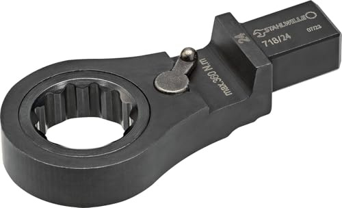 STAHLWILLE Clé polygonale à cliquet 27 mm | commutable, 72 dents | Embout 14 x 18 mm à insérer dans la clé dynamométrique