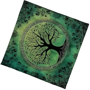 GMBYLBY Tischdecke mit großem Baummuster, Astrologie-Tischdecke, Altar, quadratisch, Wahrsagungskarte, Tisch, Hexerei, Deck, großes Baummuster, Tarots, Kartentischdecke, spirituelle Decktuch