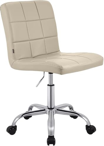 CLP Arbeitshocker höhenverstellbar mit Lehne und Rollen Darfield, Arbeitsstuhl ergonomisch 360° drehbar, Kosmetikstuhl bis 150 kg belastbar | Farbe Creme Material Kunstleder