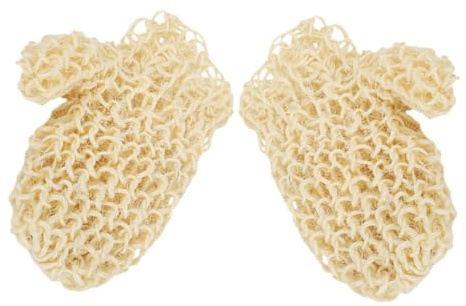Hautpeeling Handschuhe 1 Paar aus Sisal, Badehandschuhe für Körper | Sanfte Reinigung, Leicht und Griffig, für Haut und Zuhause, Reise, Khaki, Seidenhandschuhe Ayurveda