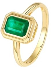 Daesar Smaragd Ringe 585 Gold Damen, Verlobungsring Solitär mit 0.7ct Smaragd Eheringe Memoir Ringe Frauen Größe 55 (17.5)