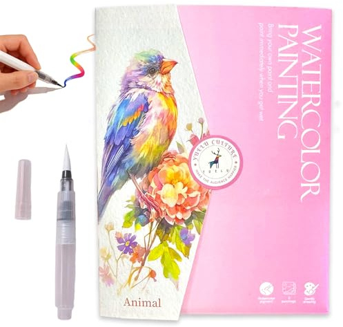 Aquarell Malbuch für Erwachsene, Alnaurly Aquarellfarben Zeichenpapier, Malblock mit Wasserfarben Aquarellbücher Arbeitsbuch Entspannen und Stressabbau