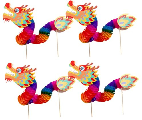 Abaodam 4stücke Papierdrache Deko für Chinesisches Neujahr DIY Party Bastelbedarf Chinesische Drachendekoration Foto Requisiten aus Papier Neujahrsdeko Zufälliger Stil