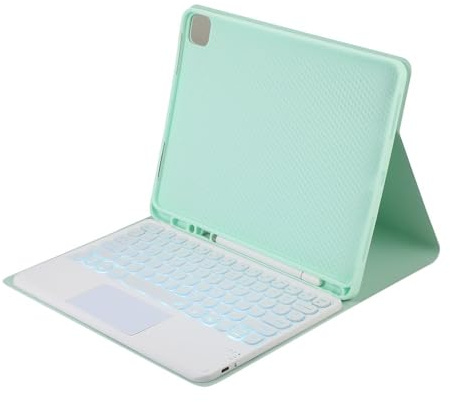 NFQZAWSKX Schutzhülle for Tastatur mit runder Tastenkappe und Hintergrundbeleuchtung, geeignet for iPad Pro 11 Zoll 2024(Green+Keyboard)