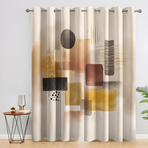 DITHYRAM Mid Century Modern Vorhänge Mit ösen Blickdicht, Retro Geometrisch Vorhang Schlafzimmer Wohnzimmer Küche 140 x 280 cm Lang, Übergardinen Innen Verdunklungsvorhänge