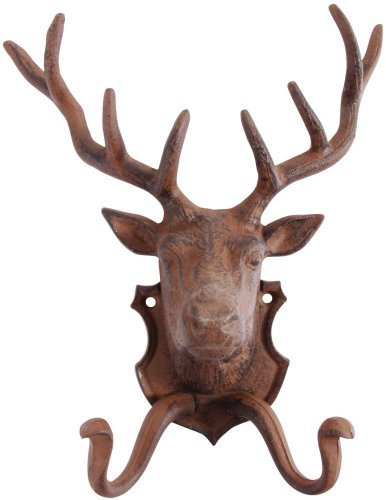 Esschert Design Wandbefestigung, 2er Wandhaken Hirsch, rostbraun, 22 x 9.9 x 27.6 cm, DB42